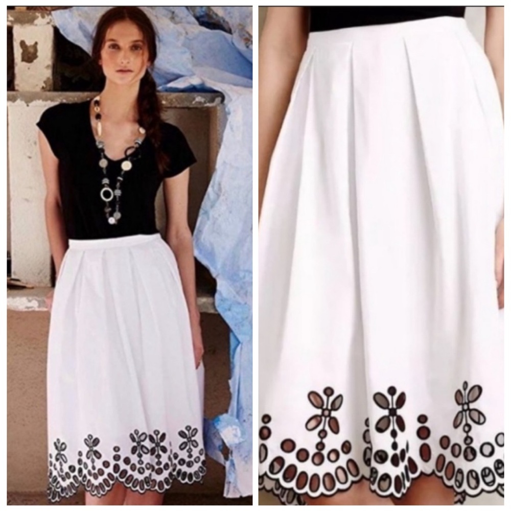 Anthropologie Moulinette Soeurs Poplin Eyelet Skirt
